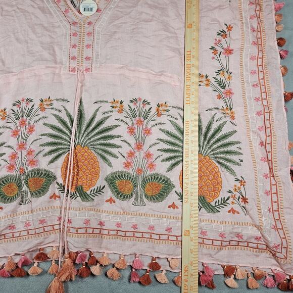 Spartina 449 Beach Cover-Up Women's OS Alljoy Pineapple Embroidered Linen Blend - Picture 11 of 11